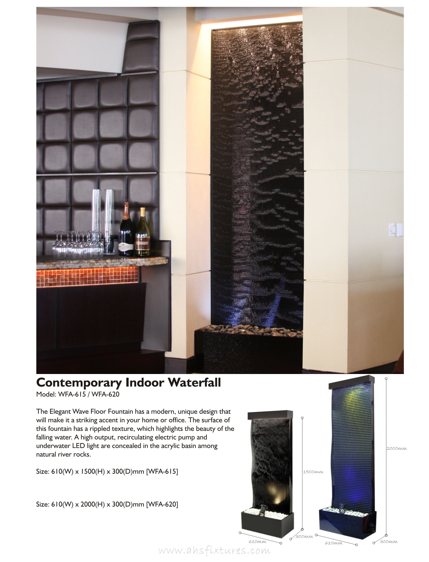 WFA-620 Contemporary Indoor Waterfall Fountains